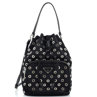 Prada Grommet Drawstring Bucket Bag Tessuto Medium