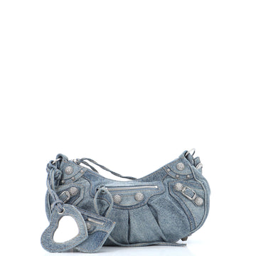 Balenciaga Le Cagole Giant Studs Shoulder Bag Denim with Crystals Small
