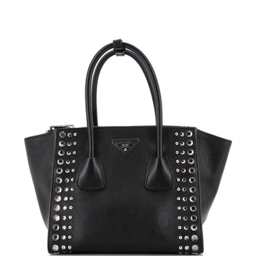 Prada Twin Pocket Tote Studded Leather Small