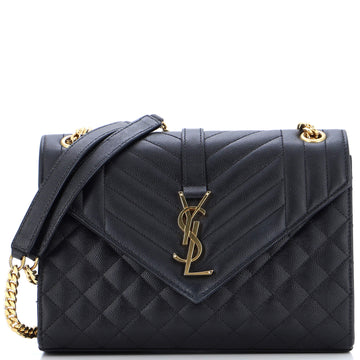 Saint Laurent Classic Monogram Envelope Satchel Mixed Matelasse Leather Medium