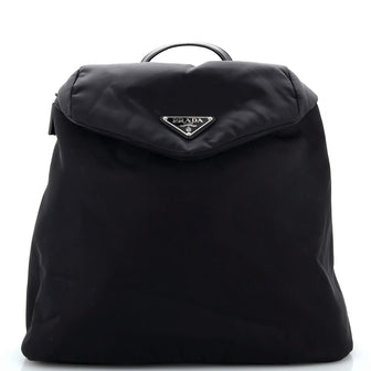 Prada Zipped Triangle Flap Backpack Re-Nylon and Leather