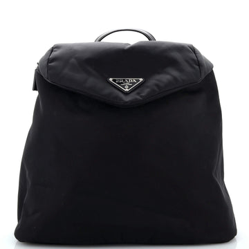Prada Zipped Triangle Flap Backpack Re-Nylon and Leather