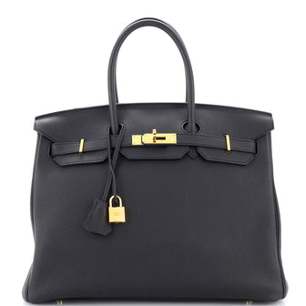 Hermes Birkin Handbag Black Togo with Gold Hardware 35