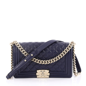 Chanel Boy Flap Bag Quilted Lambskin Old Medium Blue 2435201
