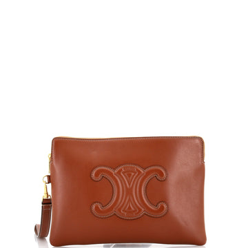 Celine Cuir Triomphe Wristlet Pouch Leather Small