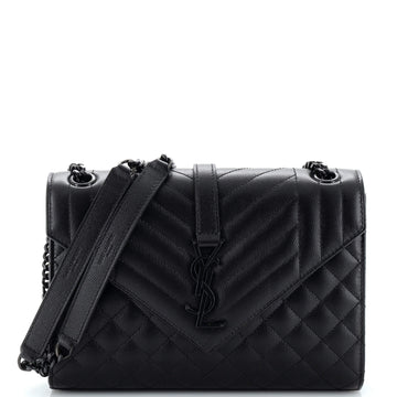 Saint Laurent Classic Monogram Envelope Satchel Mixed Matelasse Leather Medium