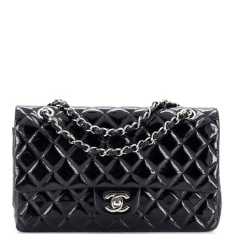 Chanel Classic Double Flap Bag Quilted Patent Medium Black 2435651