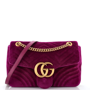 Gucci GG Marmont Flap Bag Matelasse Velvet Medium