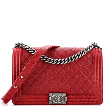 Chanel Boy Flap Bag Quilted Caviar New Medium