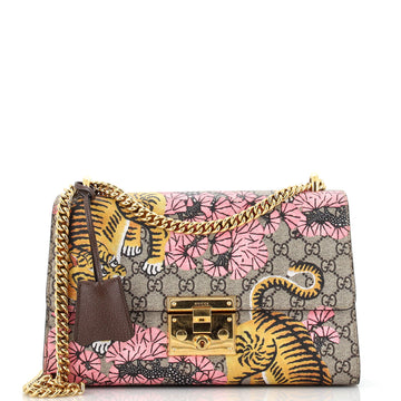 Gucci Padlock Shoulder Bag Bengal Print GG Coated Canvas Medium