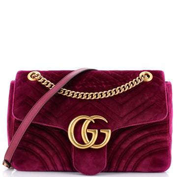 Gucci GG Marmont Flap Bag Matelasse Velvet Medium