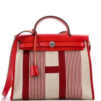 Hermes Herbag Zip H Vibration Toile and Leather 31