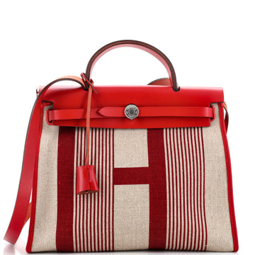 Hermes Herbag Zip H Vibration Toile and Leather 31