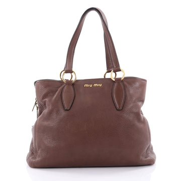 Miu Miu Phenix Convertible Tote Leather Medium Brown 2436701