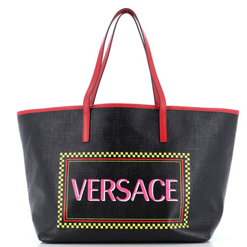 Versace Logo Tote Printed Coated Canvas Large