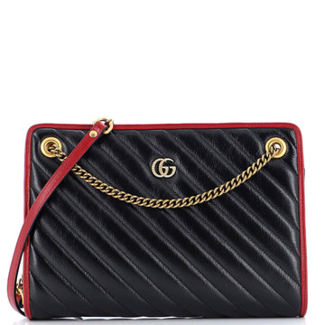 Gucci GG Marmont Accordion Shoulder Bag Diagonal Quilted Leather Medium