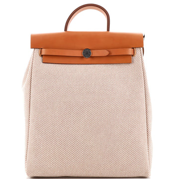 Hermes Herbag A Dos Zip Backpack Toile and Leather