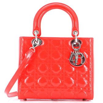Christian Dior Lady Dior Bag Cannage Quilt Patent Medium