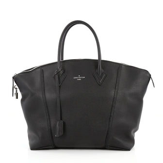 Louis Vuitton Soft Lockit Handbag Leather MM Black 2437301