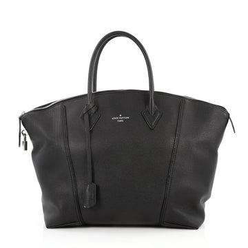 Louis Vuitton Soft Lockit Handbag Leather MM Black 2437301