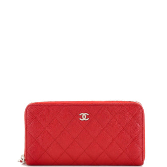 Chanel Zip Around Wallet Quilted Caviar Long
