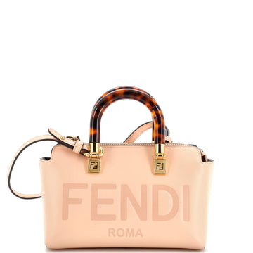 Fendi Logo By The Way Top Handle Bag Embossed Leather Mini