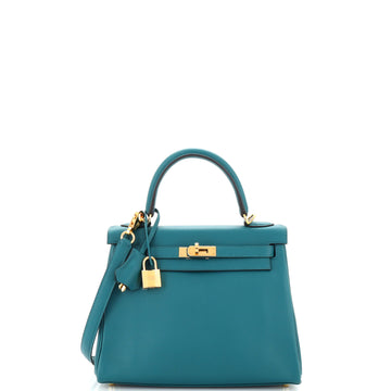 Hermes Kelly Handbag Green Swift with Gold Hardware 25