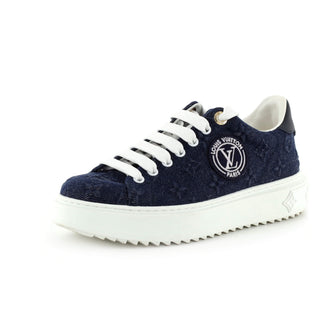 Louis Vuitton Women's Time Out Logo Patch Sneakers Monogram Denim