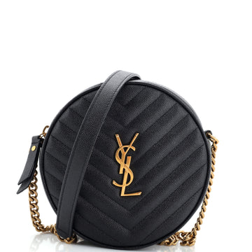 Saint Laurent Vinyle Round Camera Bag Matelasse Chevron Leather