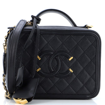 Chanel Filigree Vanity Case Quilted Caviar Medium