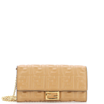 Fendi Baguette Continental Wallet on Chain Zucca Embossed Leather