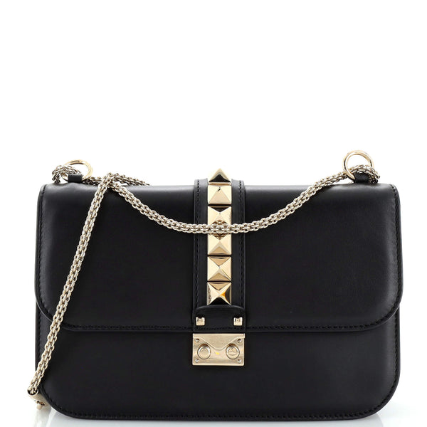 バッグ VALENTINO GARAVANI shoulder bag leather Valentino Garavani Glam Lock Shoulder Bag Leather Medium Black