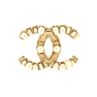 Chanel CC Brooch Metal with Faux Pearls