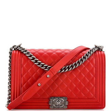 Chanel Boy Flap Bag Quilted Lambskin New Medium