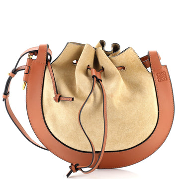 Loewe Horseshoe Crossbody Bag Suede with Leather Medium
