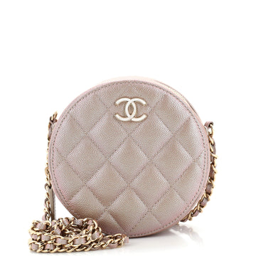 Chanel Round Clutch with Chain Quilted Iridescent Caviar Mini