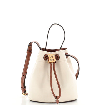 Burberry TB Drawstring Bucket Bag Canvas Mini