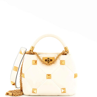 Valentino Garavani Roman Stud Top Handle Bag Quilted Leather Small