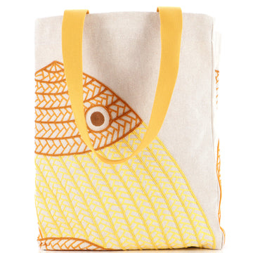 Hermes Poisson Natte Beach Bag Embroidered Canvas