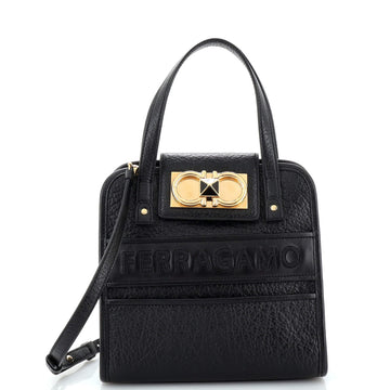 Salvatore Ferragamo Iconic Double Gancini Tote Bag Embossed Leather Mini