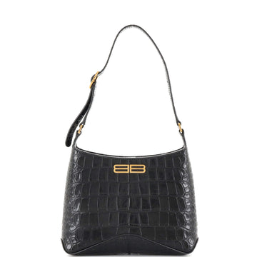 Balenciaga XX Hobo Crocodile Embossed Leather Small