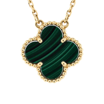 Van Cleef & Arpels Vintage Alhambra Pendant Necklace 18K Yellow Gold and Malachite