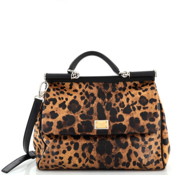 Dolce & Gabbana Miss Sicily Bag Leopard Print Leather Large