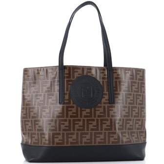 Fendi FF Logo Stamp Shopping Tote Zucca Coated Canvas Medium