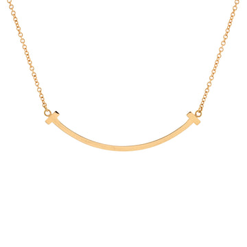 Tiffany & Co. T Smile Pendant Necklace 18K Rose Gold Small