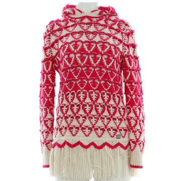Chanel Women's Hooded Fringe Sweater Dress Cashmere Blend