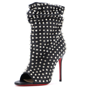 Christian Louboutin Women's Guerilla Peep Toe Slouchy Ankle Boots Studded Leather