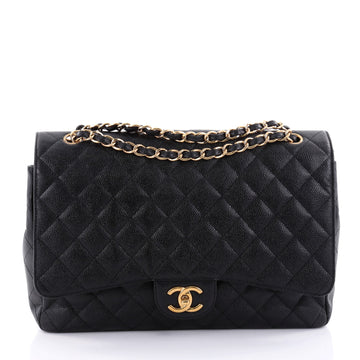Chanel Classic Double Flap Bag Quilted Caviar Maxi Black 2437712