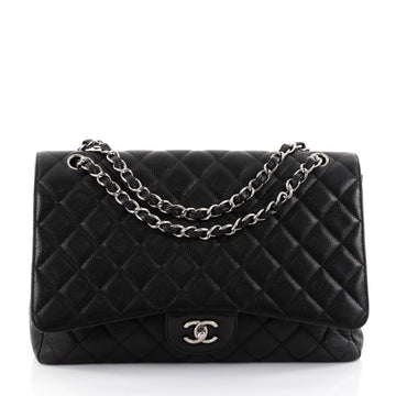 Chanel Classic Single Flap Bag Quilted Caviar Maxi Black 2437713