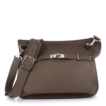Hermes Jypsiere Handbag Clemence 37 Green 2437716
